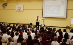 New York Times bestselling author Chris Grabenstein captivates Stratford Hall students in Vancouver.